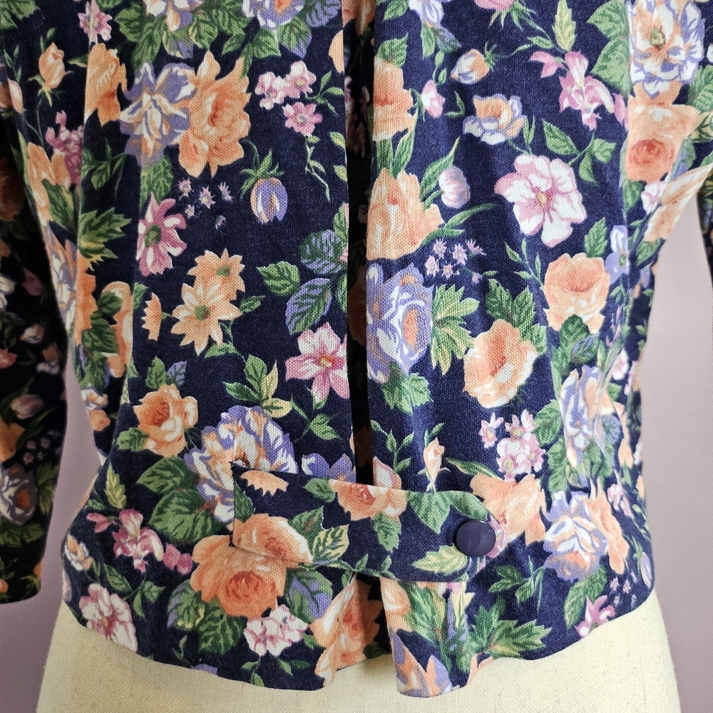 JF II Petites Vintage 80s Cottagecore Prairie Floral Buttoned Top & Skirt Set - Picture 7 of 15
